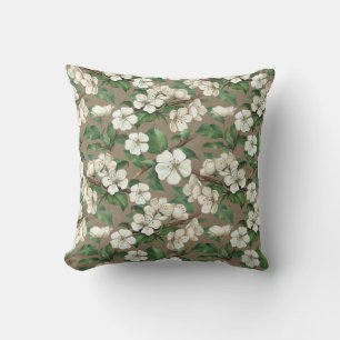 Watercolor Apple Flowers: Vintage Pattern. Cushion