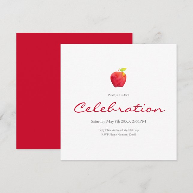  Watercolor Apple Invitation (Front/Back)