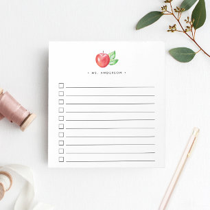 Watercolor Apple Lined Checklist Notepad