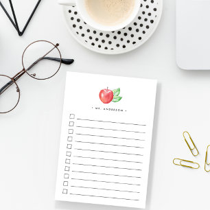 Watercolor Apple   Lined Checklist Post-it Notes