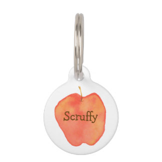 Watercolor Apple Name Pet Tag