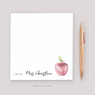 Watercolor Apple Note From Teacher Notepad