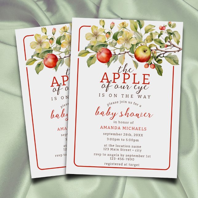 Watercolor Apple of Our Eye Fall Baby Shower Invitation (Creator Uploaded)