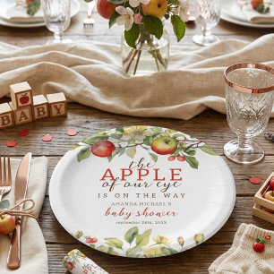 Watercolor Apple of Our Eye Fall Baby Shower Paper Plate