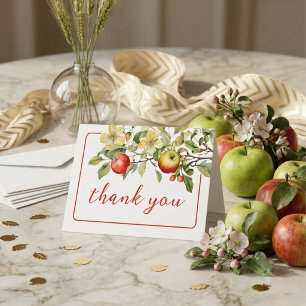 Watercolor Apple of Our Eye Fall Baby Shower Thank You Card