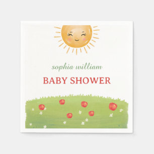 Watercolor Apple Orchard Baby Shower Napkin