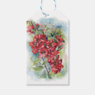 Watercolor apple quince flower flowers tree weddin gift tags