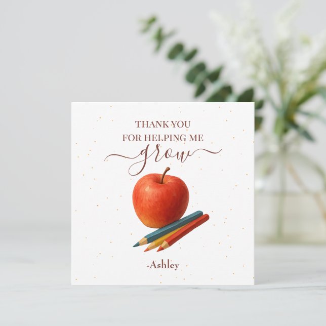 Watercolor Apple Teacher – Thank You Cards (Standing Front)
