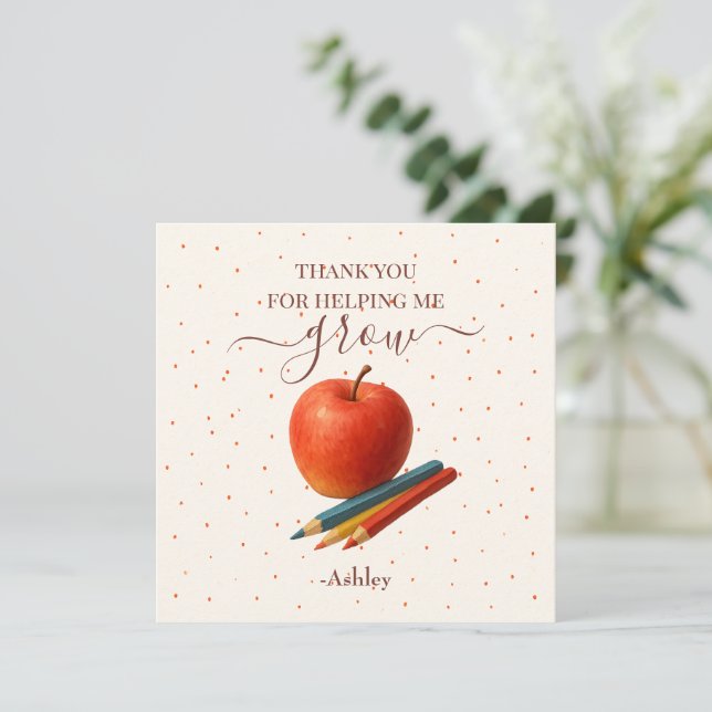 Watercolor Apple Teacher – Thank You Cards (Standing Front)