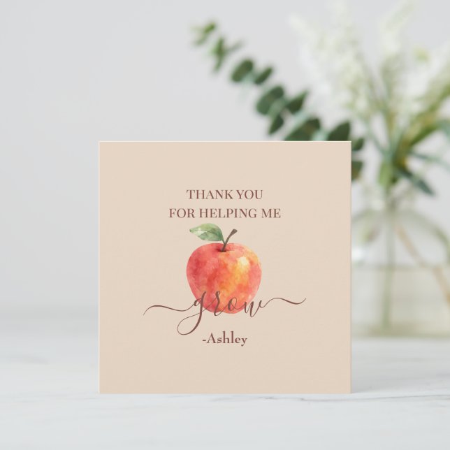 Watercolor Apple Teacher – Thank You Cards (Standing Front)