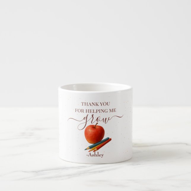 Watercolor Apple Teacher – Thank You Gift  Espresso Cup (Front)
