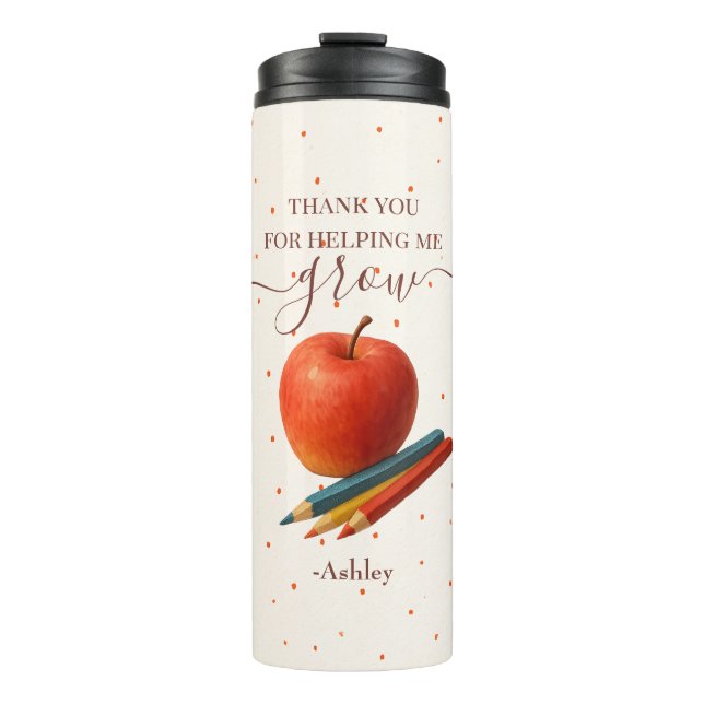 Watercolor Apple Teacher – Thank You Gift  Thermal Tumbler (Front)