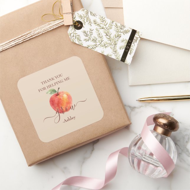 Watercolor Apple Teacher – Thank You Gifts -  Square Sticker (Gifting)