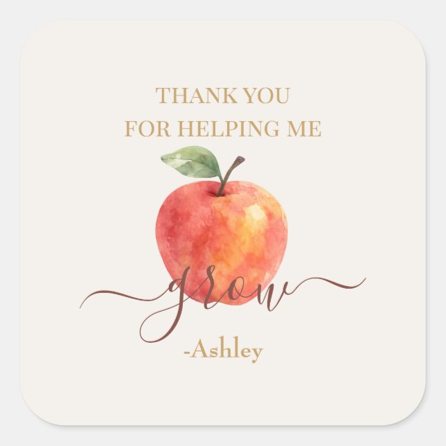 Watercolor Apple Teacher – Thank You Gifts -  Square Sticker (Front)