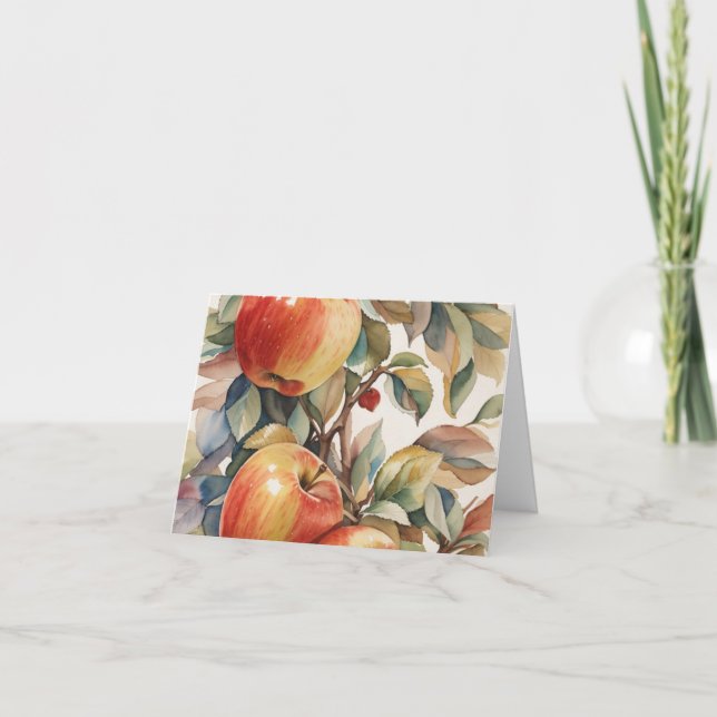 Watercolor Apple Thank You Card (Front)