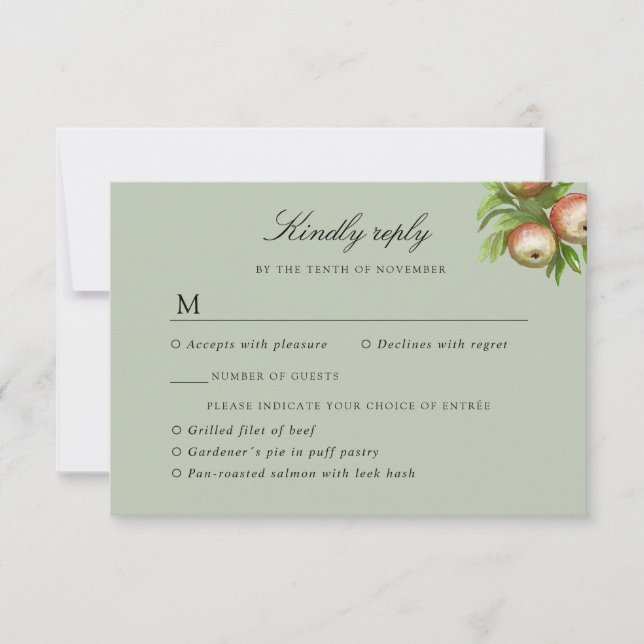 watercolor apple wedding response w meal selection (Front)