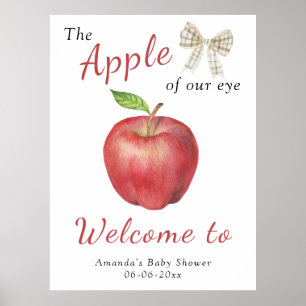 Watercolor apple welcome baby shower party poster