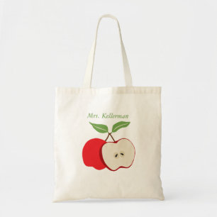 Watercolor Apple with Teacher's Name Tote Bag
