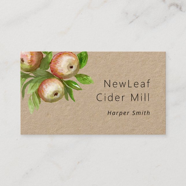 watercolor apples cider mill apple orchard business card (Front)