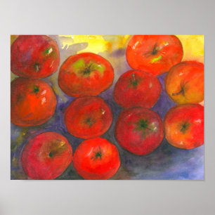 Watercolor Apples Painting Poster