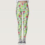 Watercolor Apples Pattern Leggings<br><div class="desc">This is a pattern of apples. There are green and red apples. One is cut in half. There are also some leaves mixed in the pattern. The apples were coloured in watercolor.</div>