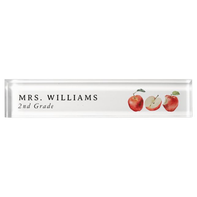 Watercolor Apples Teacher Nameplate (Front)