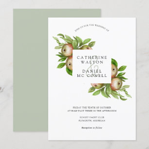 Watercolor apples wedding invitation