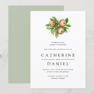 Watercolor apples wedding invitation