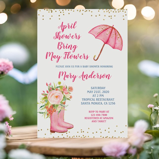 Watercolor April Showers Bring May Flowers Invitation (Creator Uploaded)