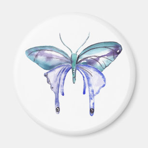 watercolor aqua blue purple butterfly magnet