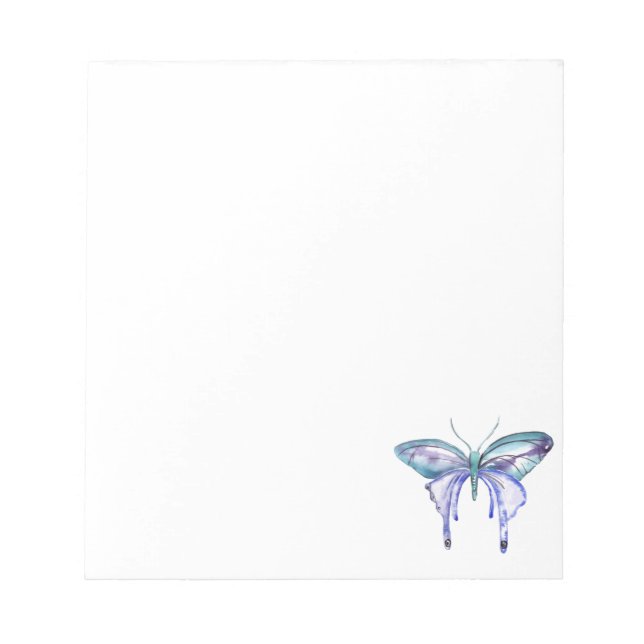 watercolor aqua blue purple butterfly notepad (Front)