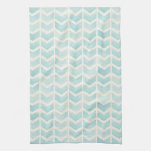 Watercolor Aqua Cream Chevron Kitchen Towel
