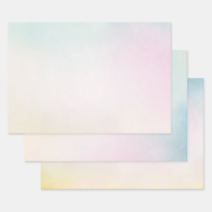 Watercolor Aqua Pink Yellow Tie Dye Ombre Wrapping Paper Sheet