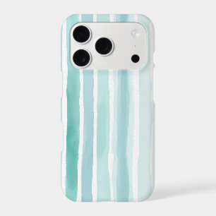 Watercolor Aqua Vertical Stripe Pattern Coastal 