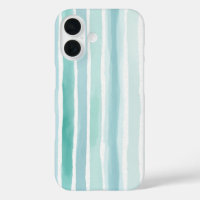 Watercolor Aqua Vertical Stripe Pattern Coastal