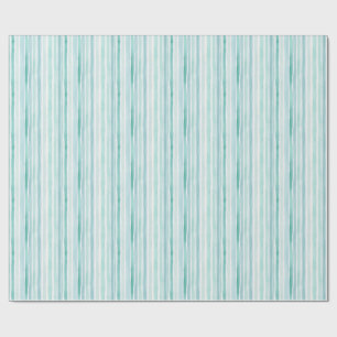 Watercolor Aqua Vertical Stripe Pattern Coastal Wrapping Paper