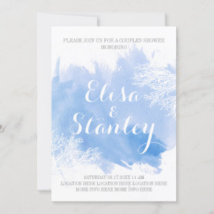 Watercolor aquamarine reef wedding couples shower invitation