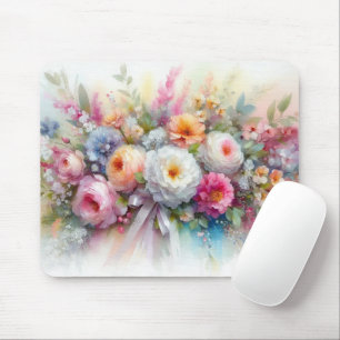 Watercolor Aquarell Flowers Painting Template Mouse Mat