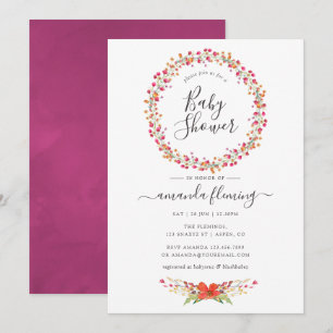 Watercolor Aquarelle Wild Flower Baby Shower Invitation