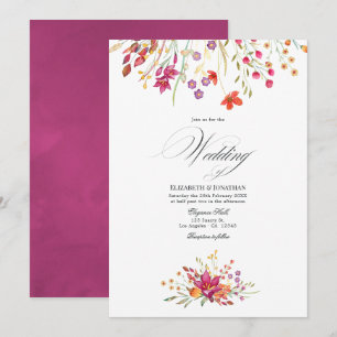 Watercolor Aquarelle Wild Flower Wedding Invitation