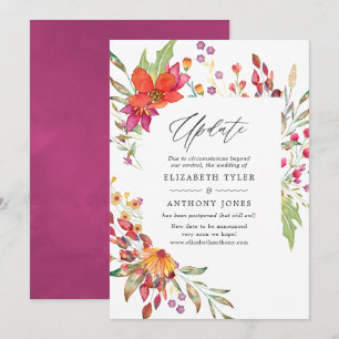 Watercolor Aquarelle Wild Flower Wedding Update Invitation