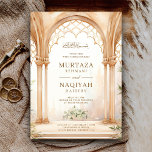 Watercolor Arabian Lattice Arch Muslim Wedding Invitation<br><div class="desc">Amaze your guests with this elegant Islamic wedding invite featuring a beautiful arch with intricate details and modern typography. Simply add your event details on this easy-to-use template to make it a one-of-a-kind invitation.</div>