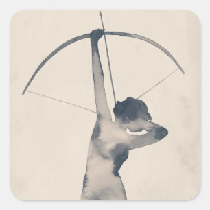 Watercolor Archeress Square Sticker