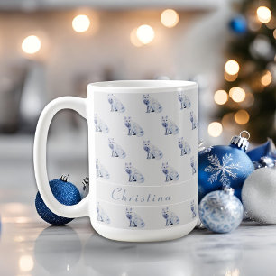 Watercolor Arctic Fox Christmas Pattern Customise Coffee Mug