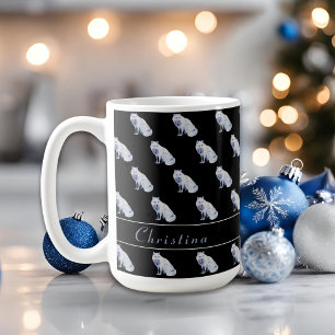 Watercolor Arctic Fox Christmas Pattern Customize Coffee Mug