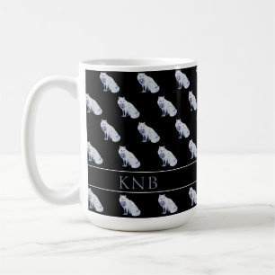 Watercolor Arctic Fox Christmas Pattern Monogram Coffee Mug