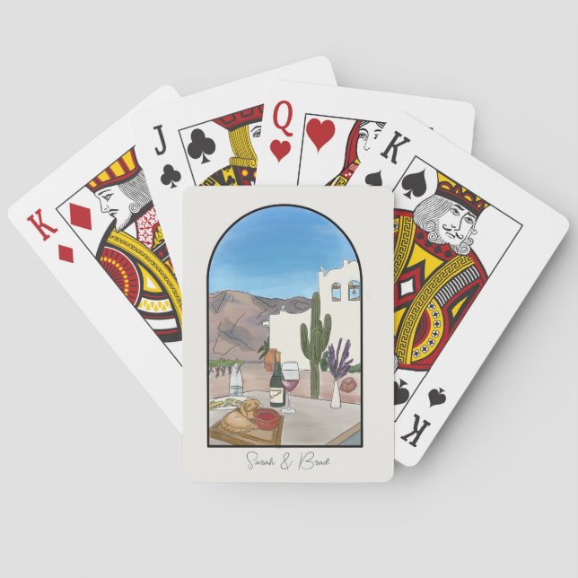 Watercolor Argentina Wedding Favours Playing Cards (Back)