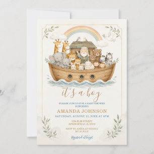 Watercolor Ark Animals Baby Shower Invitation