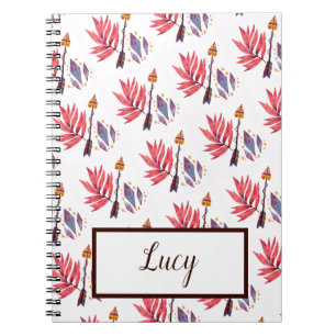 Watercolor arrow & diamonds notebook