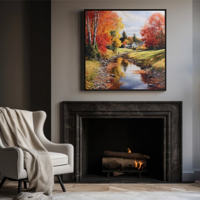Watercolor Art Autumn Creek In Vermont Poster (Creator Uploaded)